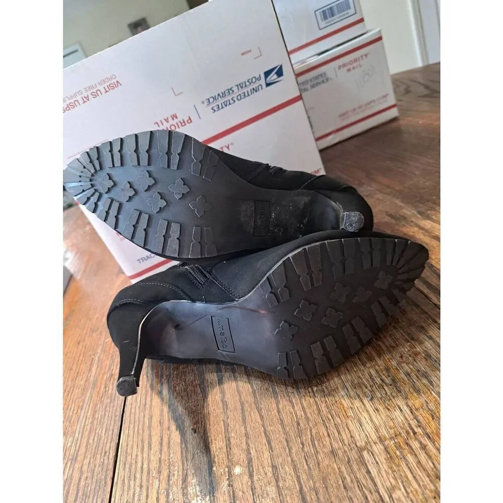 10M ...me too Black Buckle Embellished High Heel Pump Ankle Boots Booties Shoes